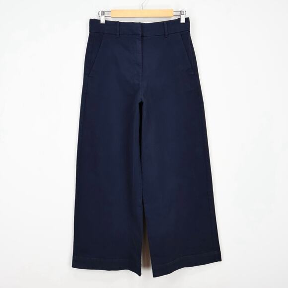 NWOT Everlane The Organic Cotton Wide Leg Twill Trouser Pant In Navy Blue Size 6 - Picture 1 of 7